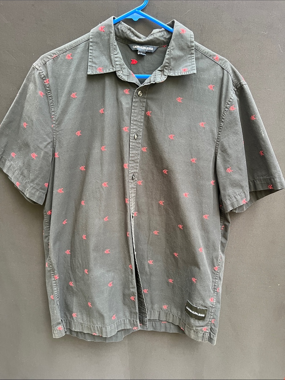 Calvin Klein Black Short-Sleeve Button-Up Shirt